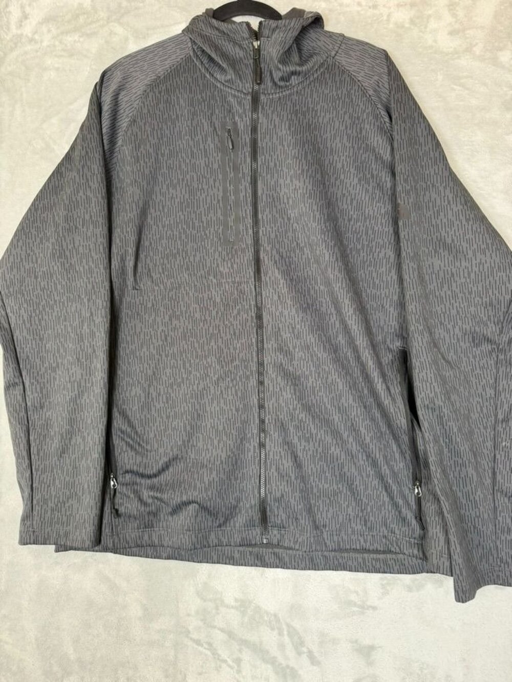 THE NORTH FACE Hoodie Mens XXL Gray Pattern Full Zip Fleece Jacket Logo Outdoor